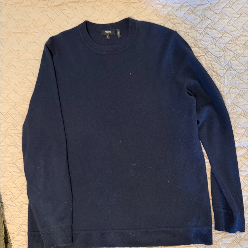 Theory Men's Dark Navy Cashmere Crewneck Sweater